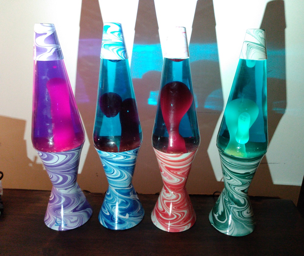 FOUR PSYCHEDELIC SWIRL LAVA LAMPS