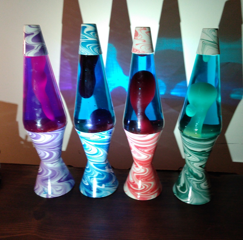 FOUR PSYCHEDELIC SWIRL LAVA LAMPS