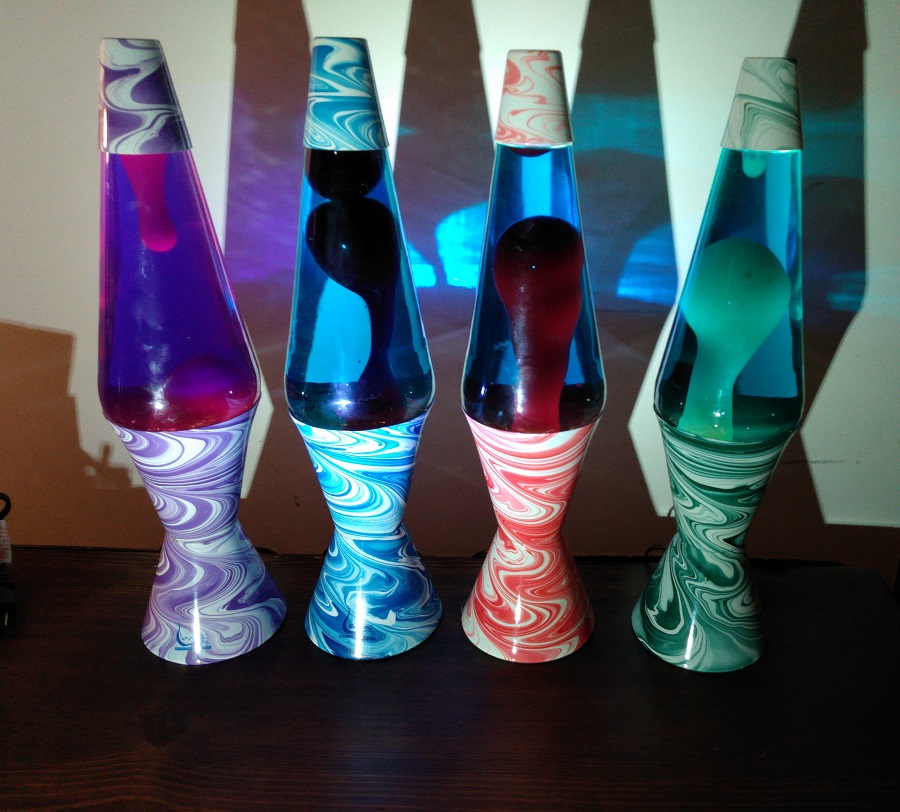 FOUR PSYCHEDELIC SWIRL LAVA LAMPS