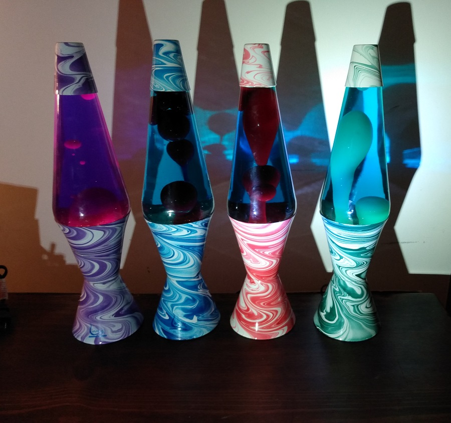 FOUR PSYCHEDELIC SWIRL LAVA LAMPS