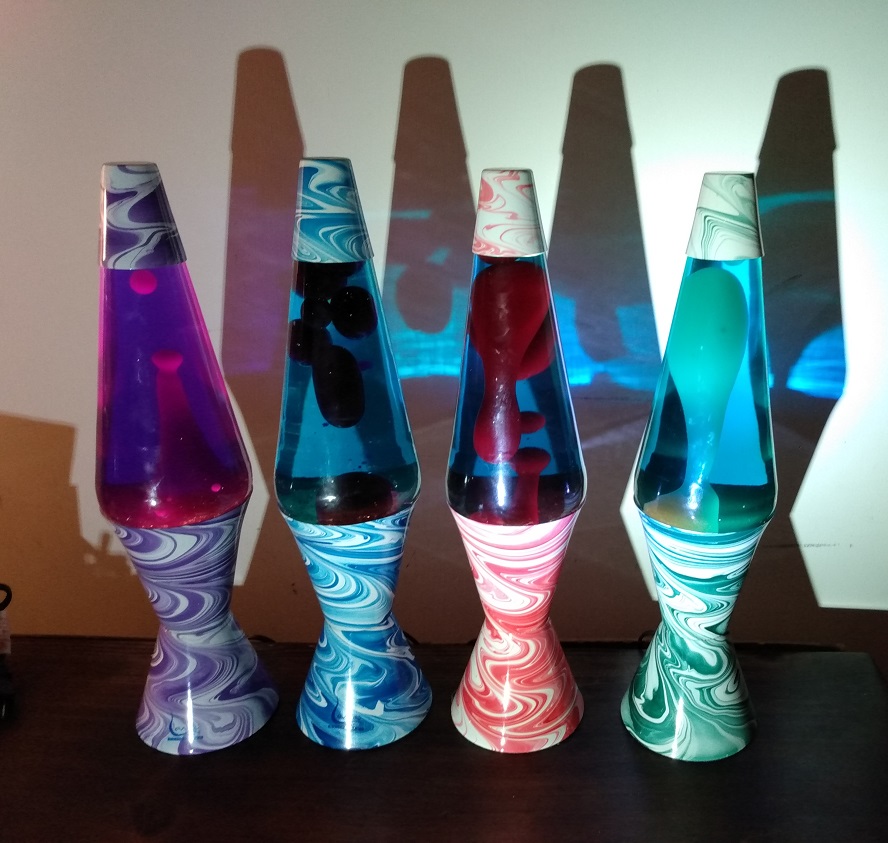 FOUR PSYCHEDELIC SWIRL LAVA LAMPS