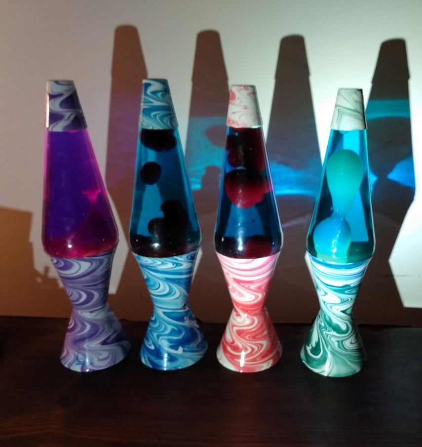 FOUR PSYCHEDELIC SWIRL LAVA LAMPS