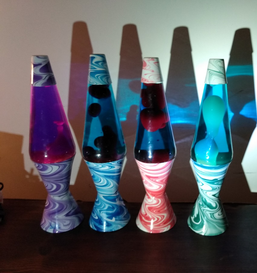 FOUR PSYCHEDELIC SWIRL LAVA LAMPS