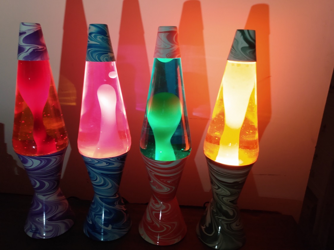 FOUR PSYCHEDELIC SWIRL LAVA LAMPS