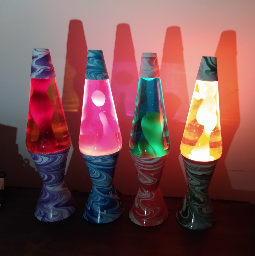 FOUR PSYCHEDELIC SWIRL LAVA LAMPS