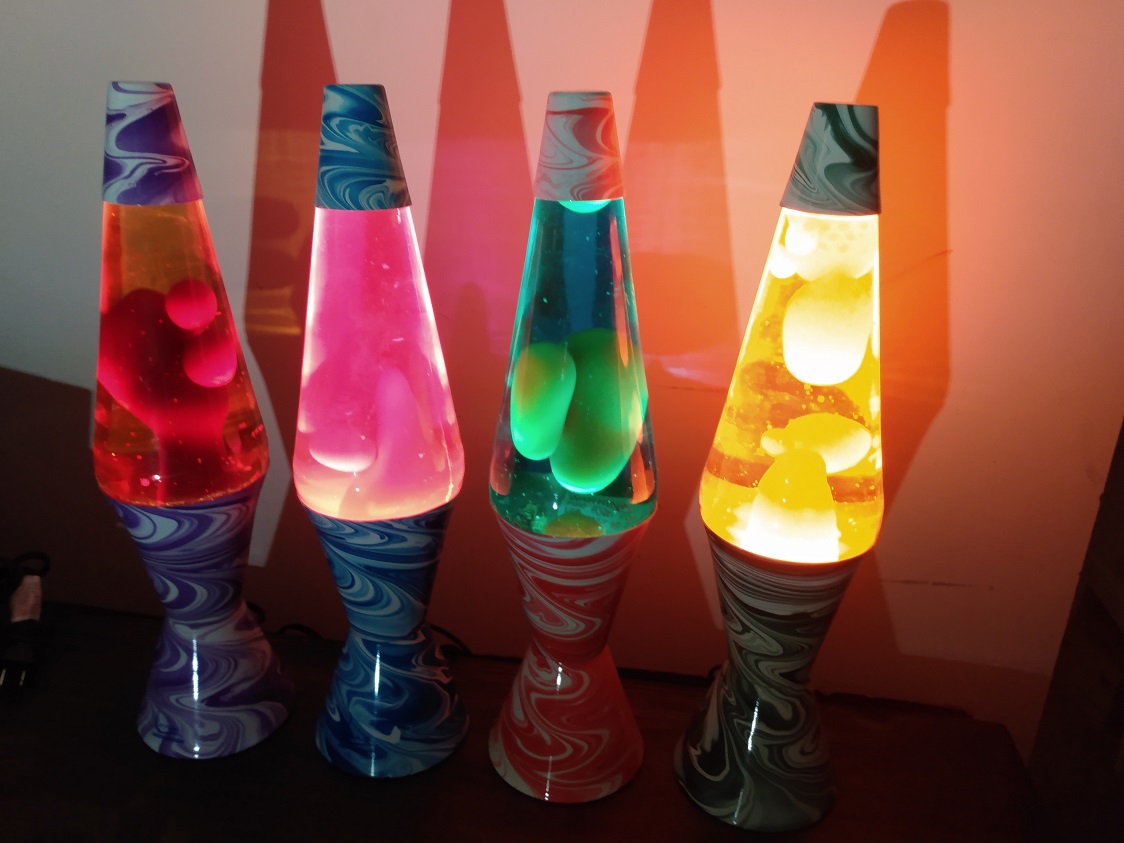 FOUR PSYCHEDELIC SWIRL LAVA LAMPS