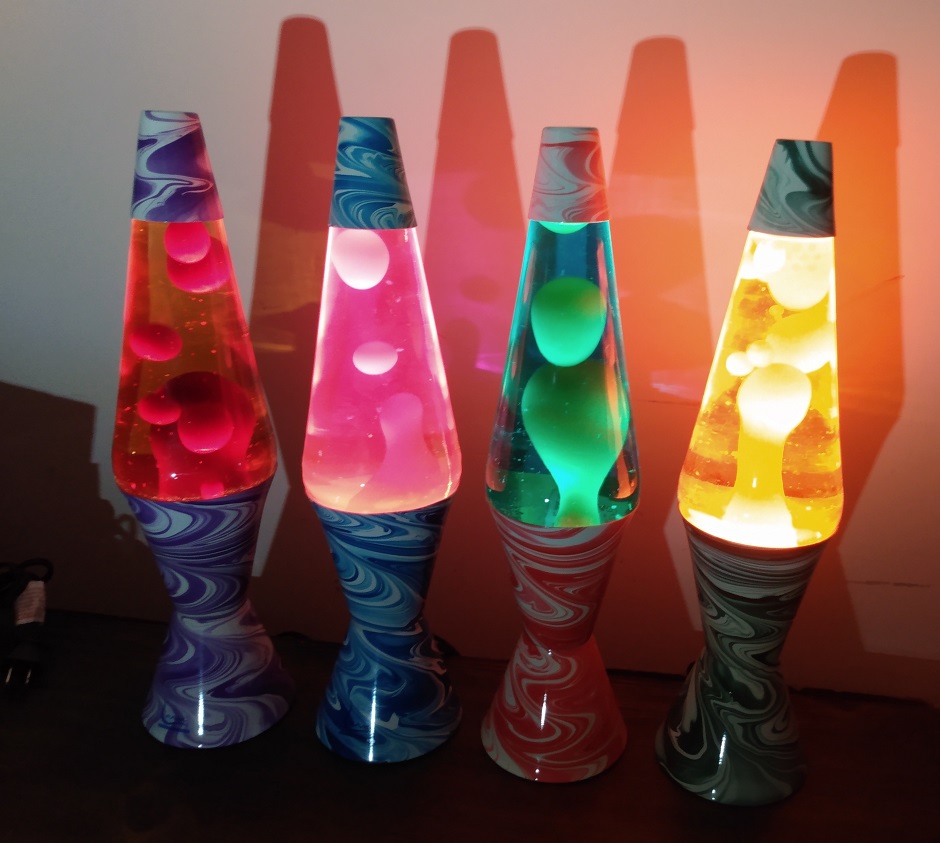 FOUR PSYCHEDELIC SWIRL LAVA LAMPS