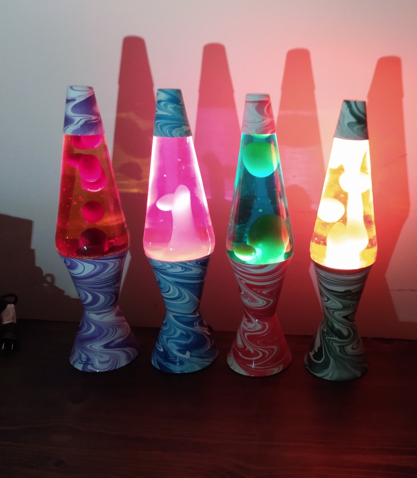FOUR PSYCHEDELIC SWIRL LAVA LAMPS