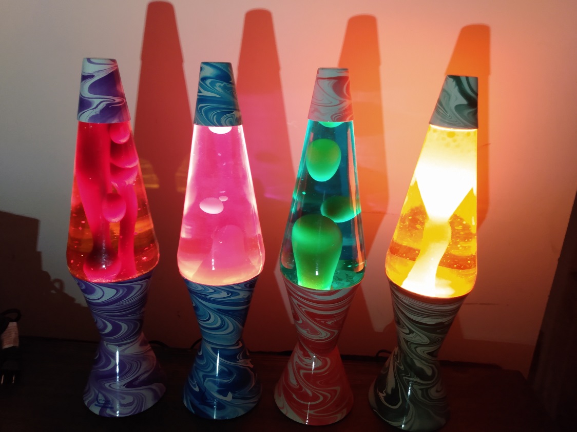 FOUR PSYCHEDELIC SWIRL LAVA LAMPS
