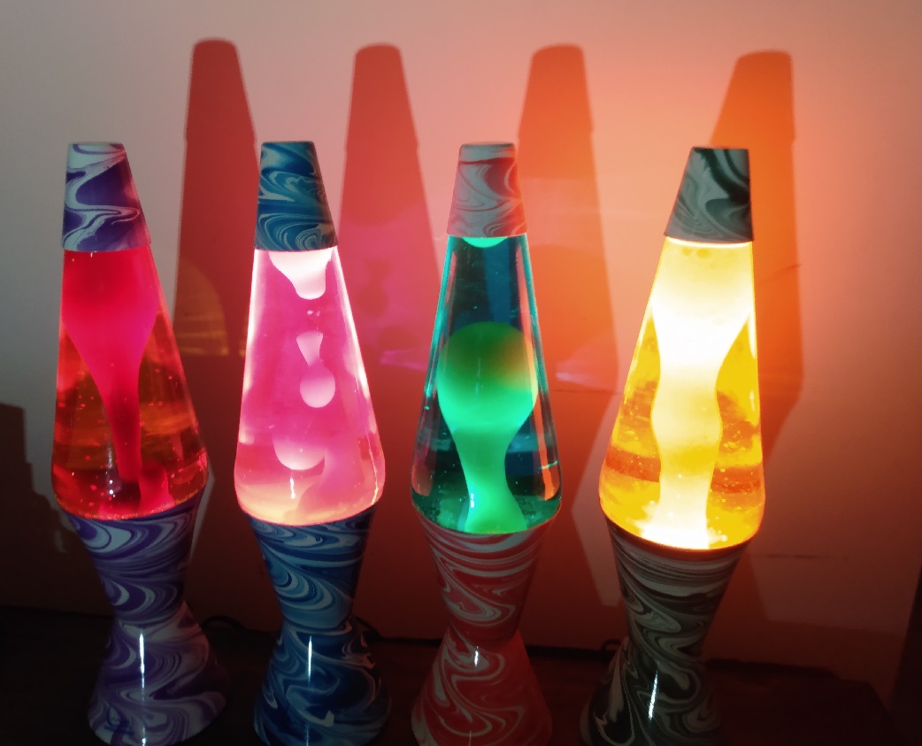 FOUR PSYCHEDELIC SWIRL LAVA LAMPS