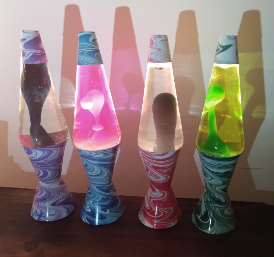 FOUR PSYCHEDELIC SWIRL LAVA LAMPS
