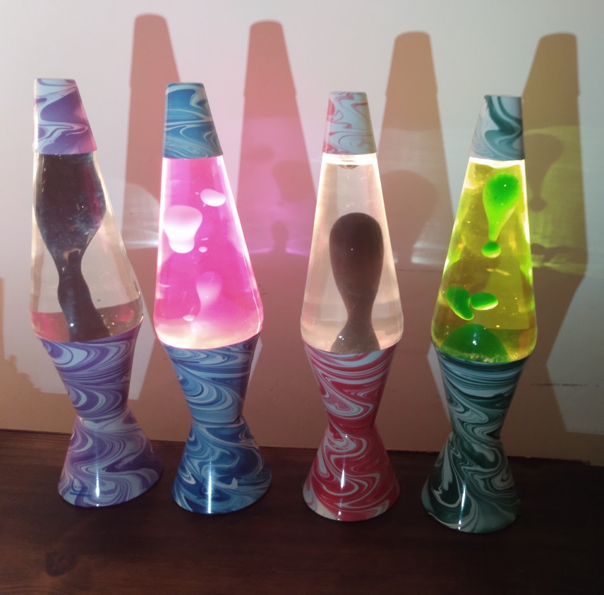 FOUR PSYCHEDELIC SWIRL LAVA LAMPS
