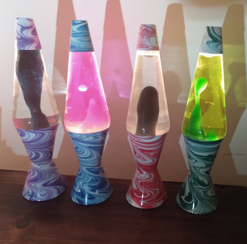 FOUR PSYCHEDELIC SWIRL LAVA LAMPS