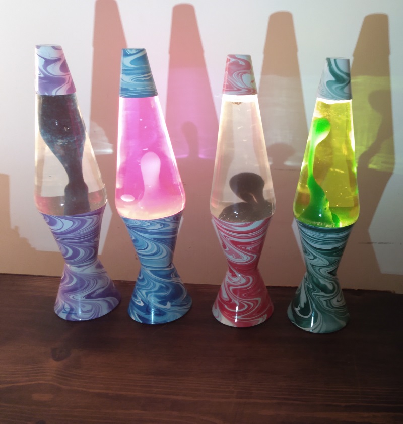 FOUR PSYCHEDELIC SWIRL LAVA LAMPS
