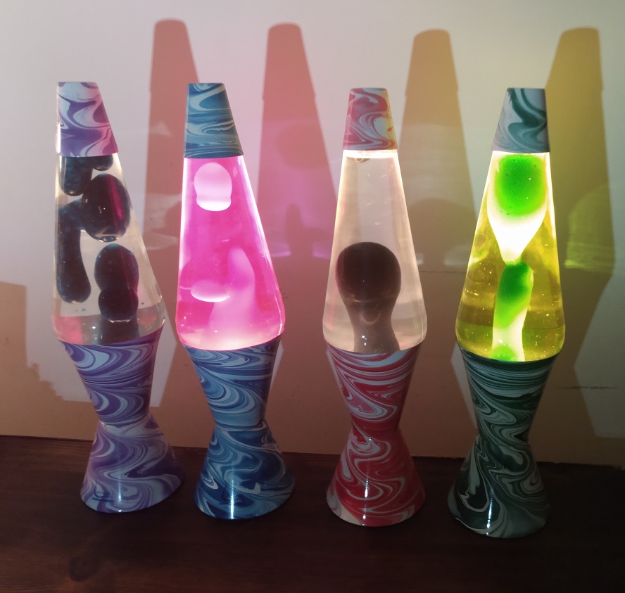 FOUR PSYCHEDELIC SWIRL LAVA LAMPS