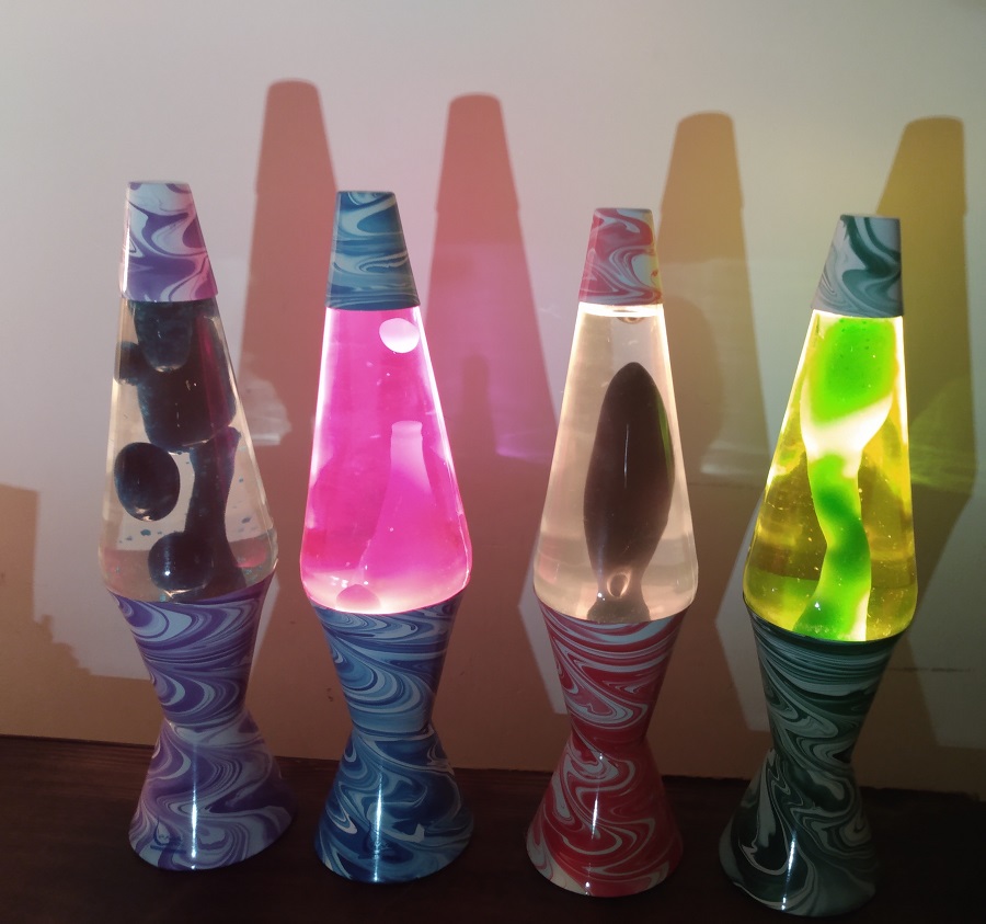 FOUR PSYCHEDELIC SWIRL LAVA LAMPS
