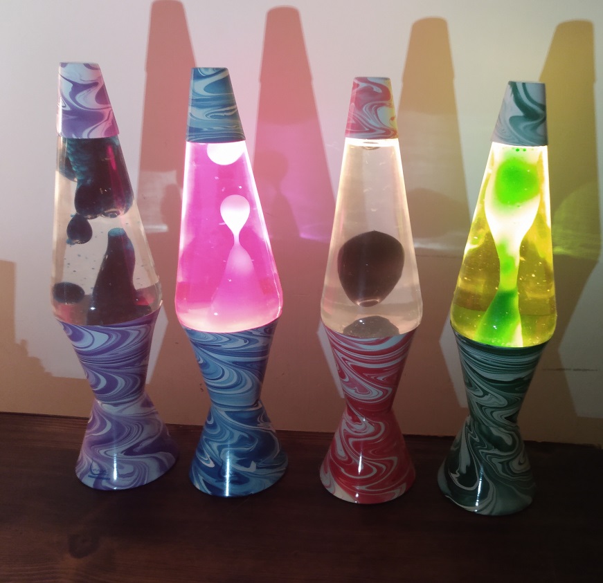 FOUR PSYCHEDELIC SWIRL LAVA LAMPS