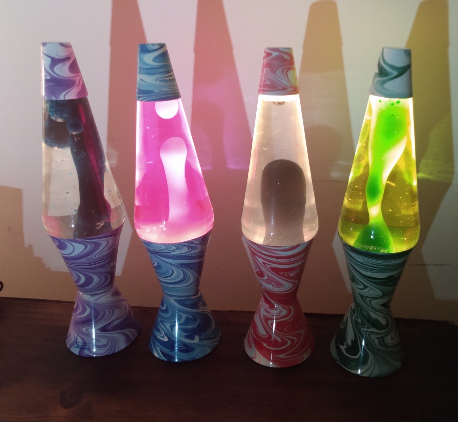 FOUR PSYCHEDELIC SWIRL LAVA LAMPS