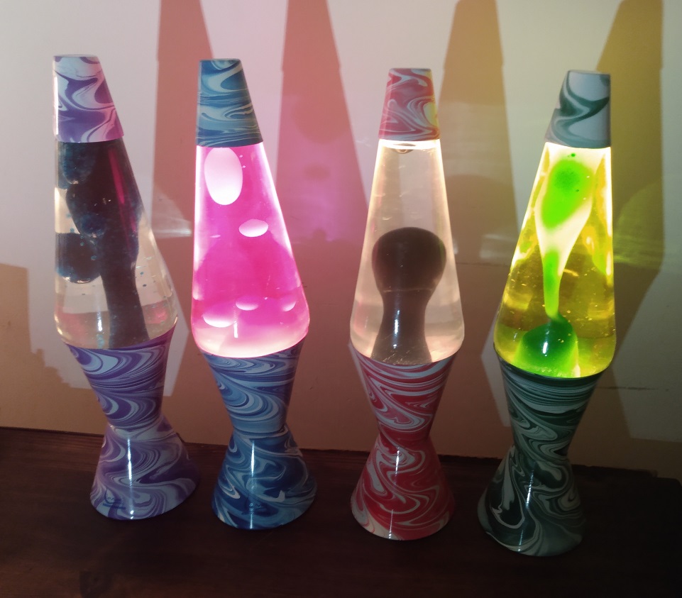 FOUR PSYCHEDELIC SWIRL LAVA LAMPS