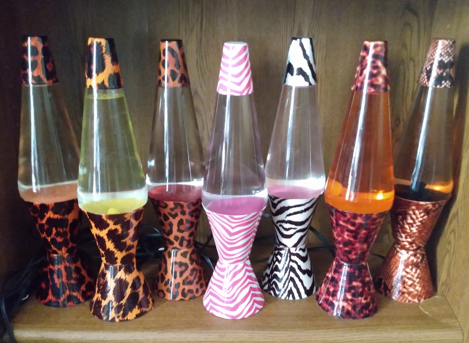 ALL SEVEN OF MY SAFARI PATTERN LAVA LAMPS