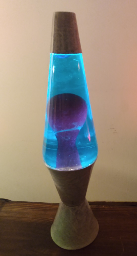GRAY MARBLED LAVA LAMP WITH PURPLE IN BLUE GLOBE