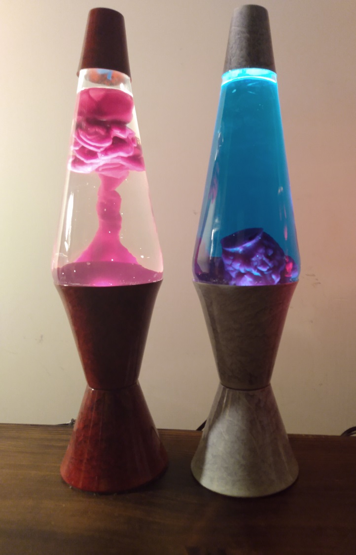TWO MARBLED LAVA LAMPS