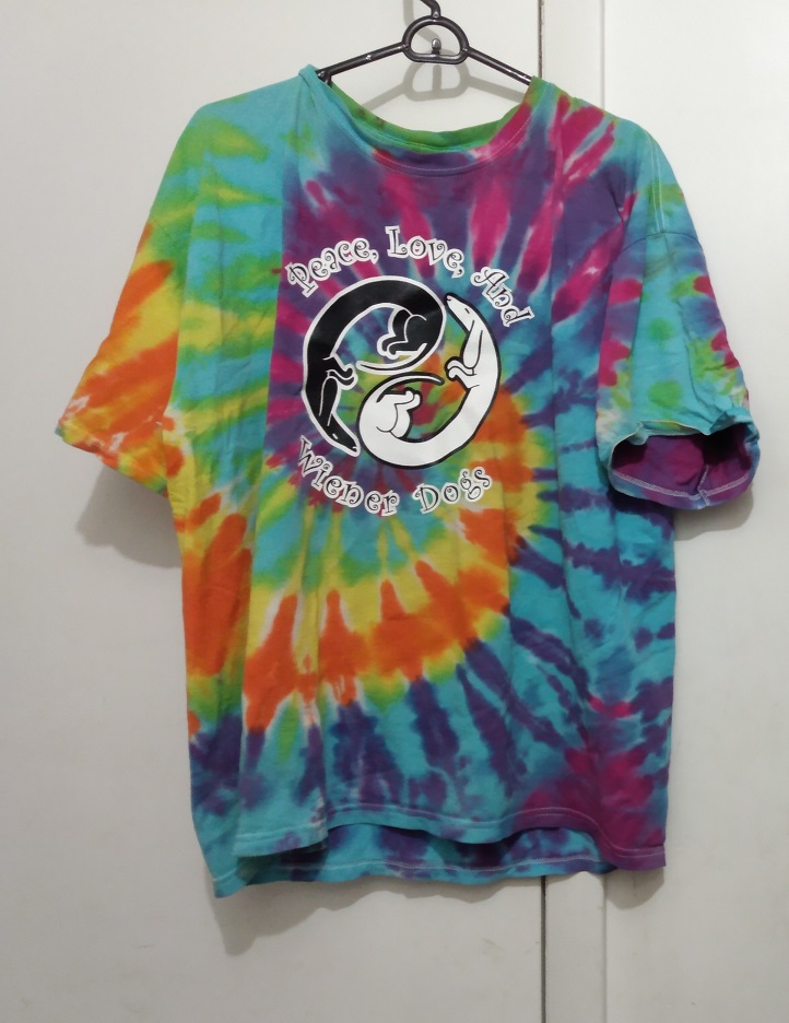 PEACE LOVE AND WEINER DOGS TIE DYE SHIRT