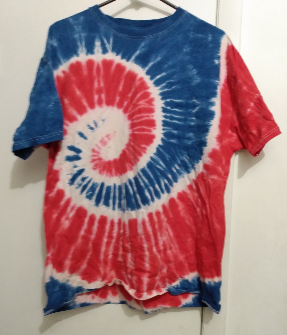 RED WHITE AND BLUE SWIRL TIE DYE SHIRT