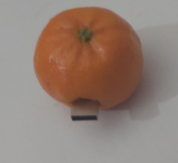AN ORANGE WITH USB PORT